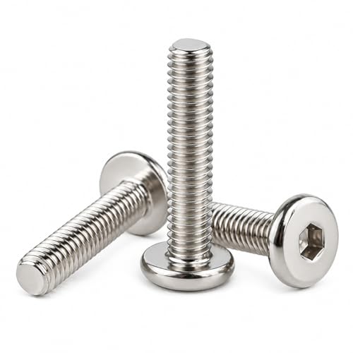 Image of By inchVP INDUSTRIES inch (Pcs-15) M8x20 mm Allen JCB Flat Head Screw Nickel Plated High Tensile | Allen key Head Screw for Modular Furniture, Wooden Work, Electrical Fittings, DIY & Industrial Use