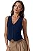 QINSEN V Neck Vest for Women Button Down Sleeveless Lined Fashion Casual Crop Waistcoat Navy XL