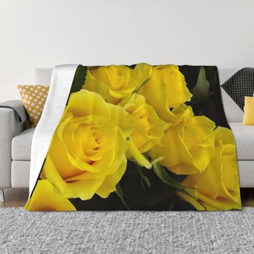 Couverture de lit en microfibre EdWal imprimé roses jaunes