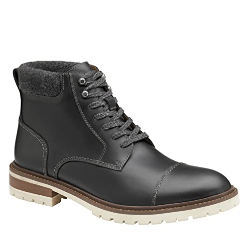 Johnston & Murphy Men’s Barrett Cap Toe Boot | Rugged Full-Grain Leather | Advanced Cushioning | Tonal & Heathered Laces | Superior Comfort | Lace-Up Boots
