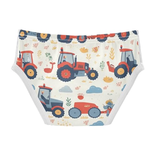 KLL Red Old Wheeled Tractors Cute Toddler Boy Cotton Nighttime Underwear Cute Undies2