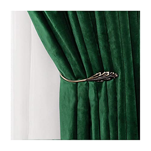 Velvet Pencil Pleat Blackout Curtains for Bedroom Dark Green 200x270cm Thermal Insulated Window Treatments for Living Room Room Darkening Blinds 1 Panel