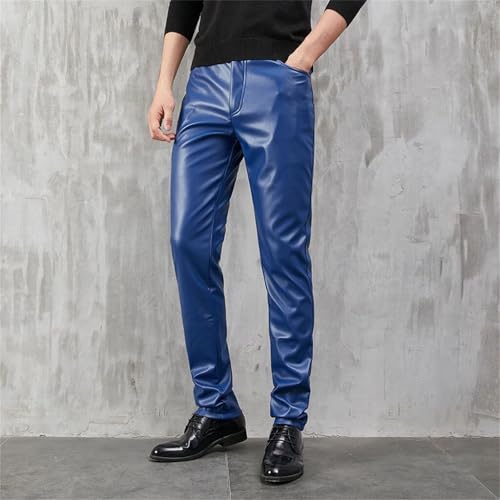 Men's Leather Pants Skinny Fit Stretch Pu Leather Trousers Fashion Party Slim Streetwear Clubwear Casual Pants3