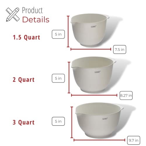 Husmait Durable Nesting Melamine Plastic Mixing Bowls - Set Of 3 Dishwasher Safe Kitchen Bowls For Cooking, Mixing Or Baking Bread, Eggs, Food, Or Cookies - Great For Snacks Or Kitchen Prep - 3 Pc #TOP2