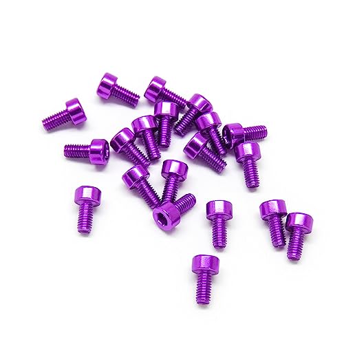 20pcs M3x6mm Socket Head Cap Screws 6063 Aluminum Hex Socket (Anodized Colors) (Purple)