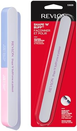 Revlon Shape 'N' Buff Nail Buffer Block, All-in-One Manicure Tool for Shaping & Shining Natural Fingernails, 1 Count