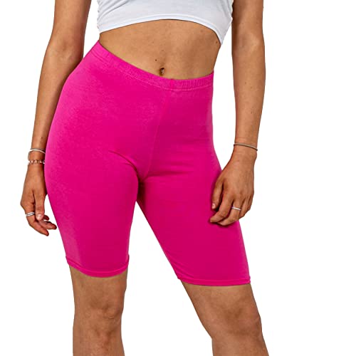 Missloved Ladies Womens Cycling Dancing Gym 1/2 Leggings Active Casual Shorts (Cerise Pink, 16-18)