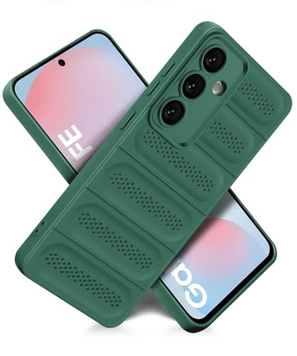 Image of WOW IMAGINE Ultimate Silicone Back Cover Case for Samsung Galaxy S24 FE 5G | Heat Dissipation Thin Soft TPU | 360 Camera Protection | Breathable Cooling Holes - Forest Green