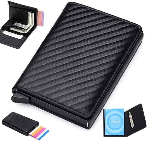 Carteira Slim com Proteção RFID, Design Fibra de Carbono, Porta C...