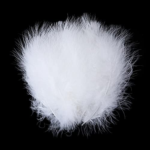 Fearafts 50Pcs Fluffy White Turkey Feathers For Crafts Millinery Hat Trimming Wedding Home Decoration (White) #TOP3