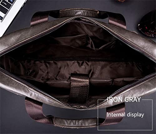 Leather Men's Leather Business Briefcase Head Layer Cowhide Computer Handheld Shoulder Crossbody Bag (D As Shown in The Figure)4