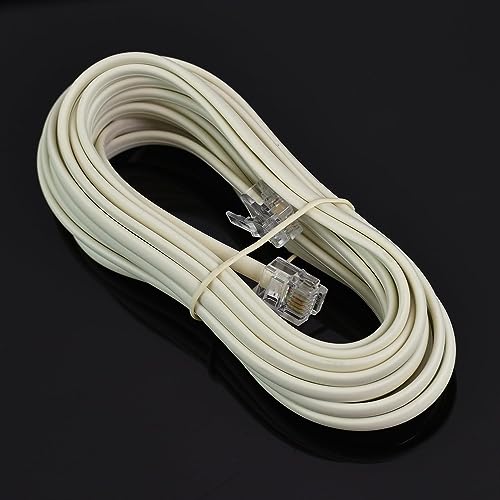 Image of RJ11 6P4C Modular Telephone Extension Cable Phone Cord Line Wire (15 Feet, Beige) (33206)