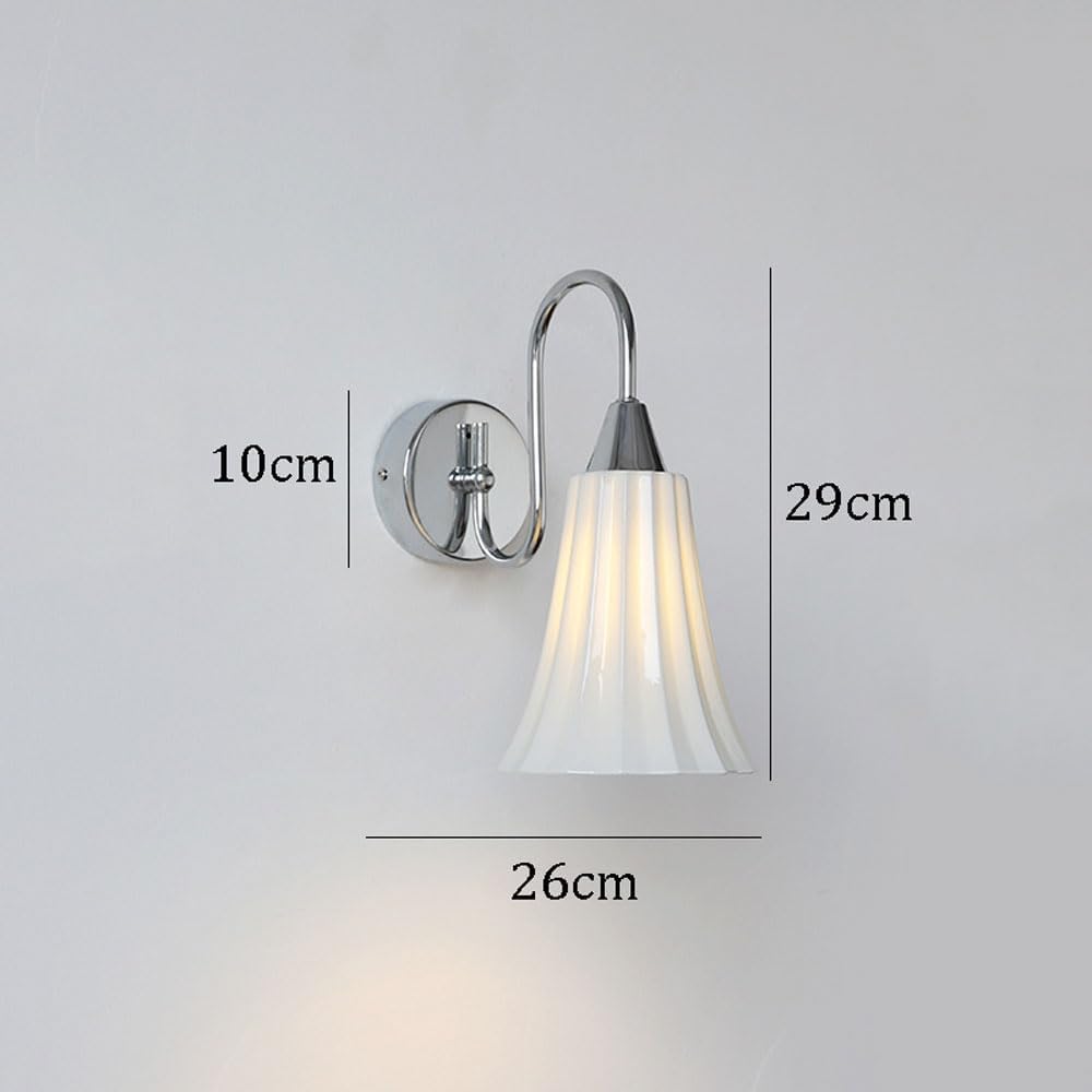 Mid Century Modern Ceiling Light with White Ceramic Vintage Wall Mounted Lighting Fixture for Bedside Brushed Nickel Wall Sconce Chrome Wall Night Lamp for Kids Room Children Bedroom
