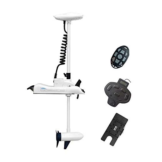 AQUOS HASWING White 12V55LBS 54inch Bow Mount Trolling Motor with Remote Control, Wired Foot Control, Quick Release Bracket for Inflatable Boat Bass Boat Aluminum Boat Fishing, Freshwater/Saltwater