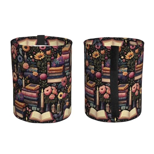 XTPSHN Bookish Floral Book Lover Reusable Car Trash Can 7inch