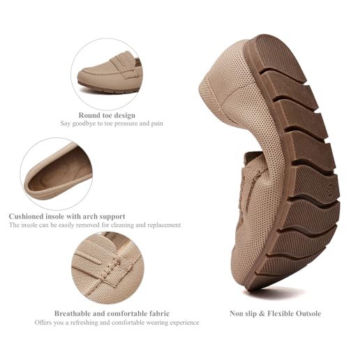 Image of Cvistpieo Loafers for Women Comfortable Dressy Casual Work Flats Lightweight & Breathable Slip On Walking Shoes Knit