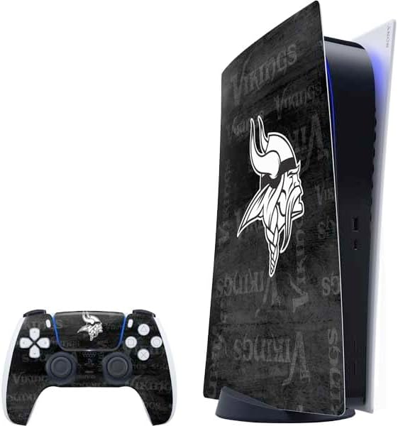 Skinit Decal Gaming Skin Compatible with PS5 Bundle - Officially Licensed NFL Minnesota Vikings Double Vision Design