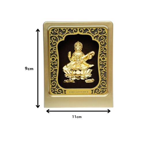 Saraswati Maa plateau de table doré d'une finition artisanale
