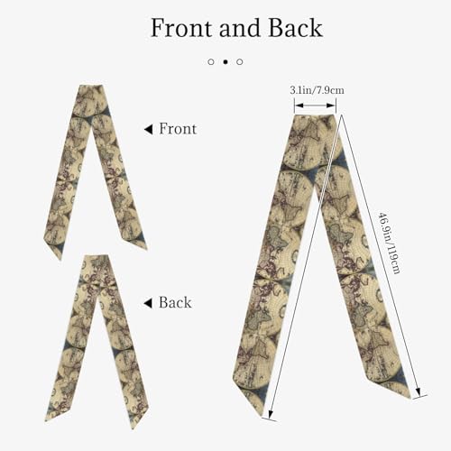 Ancient Map World Globe Print Bandanas Scarf For Women Lightweight And Fashion Neck Head Scarves2