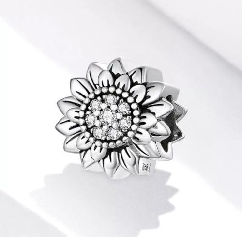 Abalorio de girasol en plata de ley 925 compatible con Pandora 6