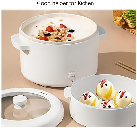 iCoKg Electric Hot Pot, Portable Electric Skillet 2L Multi Cooker 220V Home Electric Cooking Machine Single/Double Layer Hot Pot Dormitory Multifunction Non-Stick Pan,B
