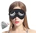 MSSilk Sleep Eye Mask- Smoothing Mulberry Silk- Adjustable Elastic Strap- Lightweight- with A Bonus Pair of Earplug in a Carry Pouch (White Eyelashes)