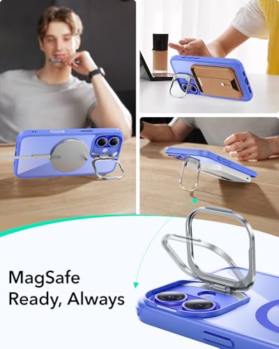 Image of ESR for iPhone 14 Pro Max Case, Compatible with MagSafe, Built-in Camera Ring Stand, Military-Grade Protection, Magnetic Phone Case for iPhone 14 Pro Max, Classic Kickstand Case (HaloLock), Clear Blue
