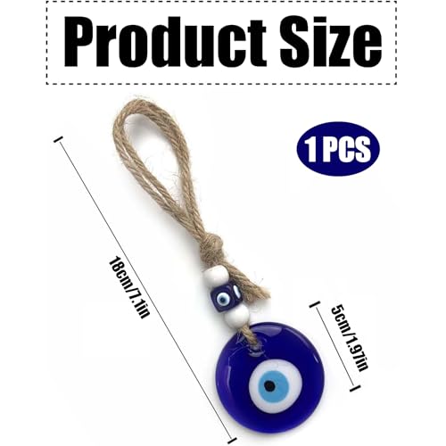 ShanBye Türkisches Blaues Auge Evil Eye Amulett Wandbehang,Glas Anhänger Wandbehang Ornament 5 cm als Amulett und Talisman für Schutz gegen Bösen Blick Glücksbringer Geschenk