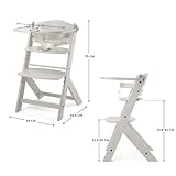 Kinderkraft ENOCK 2-in-1 Wooden High Chair 6m-10y, Solid Beechwood, up to 35 kg, 3-Point Harness, Removable Tray, Adjustable seat & footrest, Safety Barrier, fits Dining Tables, Beige - Image 7