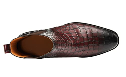 Men's Chelsea Boots Crocodile Print Leather Business Casual Slip On Mens Formal Dress Boots4