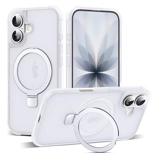 SKYLMW Compatible with iPhone 17 Case with Invisible Magnetic O-Ring Stand Military-Grade Phone Case for iPhone 17 6.3 [Compatible with Mag-Safe][Great Grip Feeling] Translucent