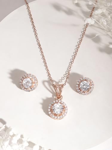 Image of Rubans AD Zircon Traditional Pendant Necklace Set for Women