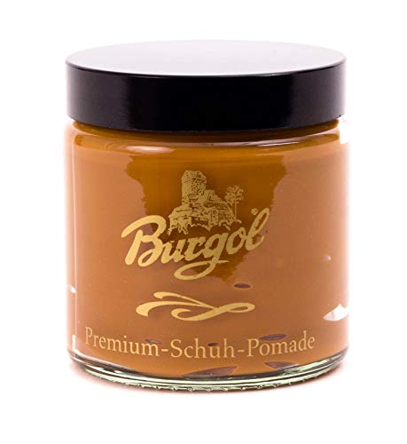 Burgol Premium Schuh Pomade 100ml mit langer Tiegelbürste Hellbraun