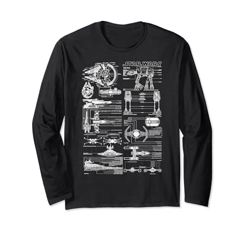 Star Wars Master Vehicle Schematics Long Sleeve imprimé graphique haute définition