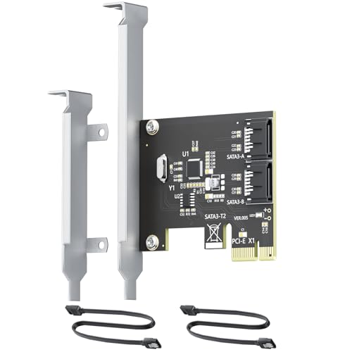Image of 2-Port SATA Expansion Card (PCIe 3.0 x1 to 6Gbps SATA Card), Compatible with Windows /Mac /Linux /NAS
