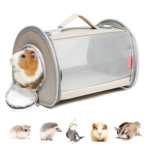 Ioview Guinea Pig Carrier Travel Small Animal Carrier Bag Lizard Bird Rabbit Carrier Cage Squirrel Breathable Bag Portable Travel Hamster Small Pet Hangbag (Small, Khaki)