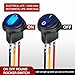 Nilight 5Pcs Waterproof Round Rocker Toggle Blue LED Switch 12V 20A 3 Pin ON Off SPST for Car Truck Boat Marine Automotive RV with Locked Terminal Wires
