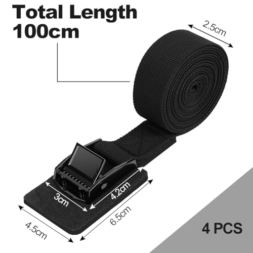 URAQT Spanngurt Befestigungsgurt, 4 x 250kg 1M sRatschenspanngurt Breite 25mm Zurrgurt mit Gepolstert, Verstellbare Befestigungsriemen mit Klemmschloss für Transport, Fracht, Gepäck, Camping (Schwarz