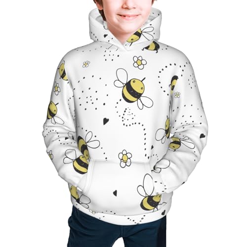 Cartoon Doodle Cute Bees Kids Pullover Hoodies Boys Sweatshirts Girls Athletic Clothes with Pocket2