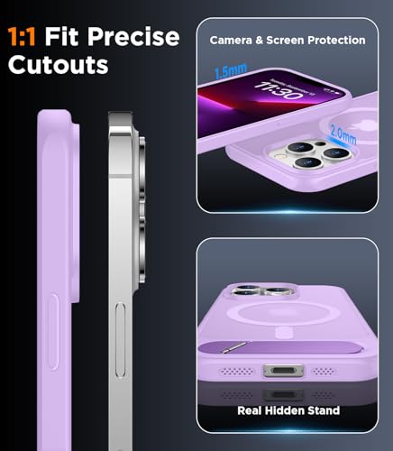 Image of Magnetic Compatible with iPhone 13 Pro Max Case, [Built-in Invisible Kickstand][Compatible with MagSafe][Military Grade Shockproof] Slim Translucent Matte Phone Case for iPhone 13 Pro Max 6.7 inch
