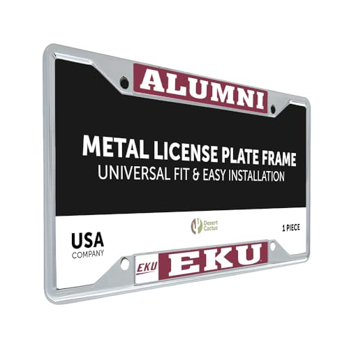 Desert Cactus Eastern Kentucky University Car Accessories Colonels Metal License Plate Frame and Tag Holder for Front or Rear of Car (Alumni)