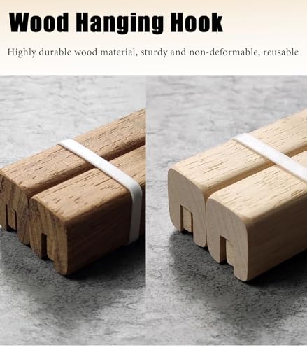 Sistema de riel de madera para colgar cuadros con clips de pósteres ajustables 5