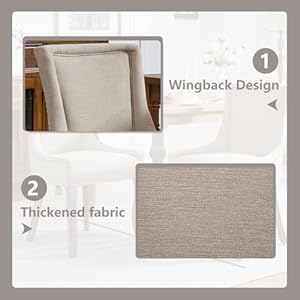 Modern Dining Chairs Set of 2, High Back Dining Chairs Side Chairs with Solid Wood Legs, Upholstered Fabric Dining Room Chairs for Dining Room Kitchen, Beige Modern Dining Chairs Set of 2 High Back Dining Chairs Side Chairs with Solid Wood Legs Upholstered Fabric Dining Room Chairs for Dining Room Kitchen Beige