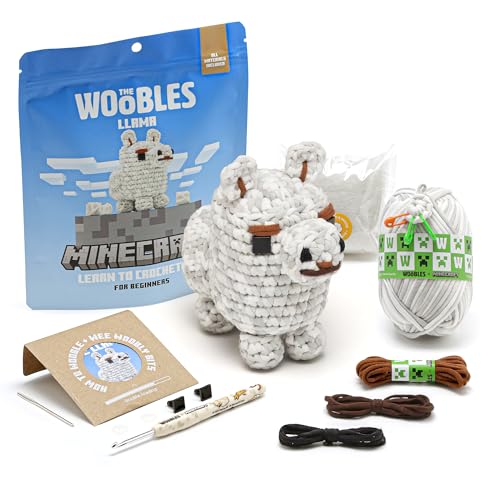 Image of The Woobles Minecraft Crochet Kit - Beginner Crochet Kit for Adults and Young crafters, Easy Knitting Kit with Woobles Yarn, DIY Crafts, Crochet Animals, Minecrafts, Gift for Gamers & Crafters (Llama)