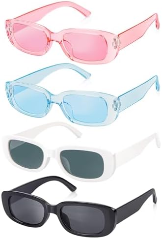Becellen 4 Pièces Lunettes de Soleil Vintage, Mode Rectangulaire ...