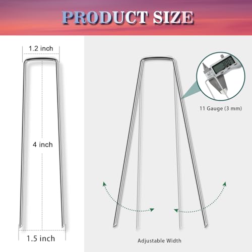 image for Gtongoko 50 Pack 4 Inch Galvanized Landscape Staples Garden Stakes Pla