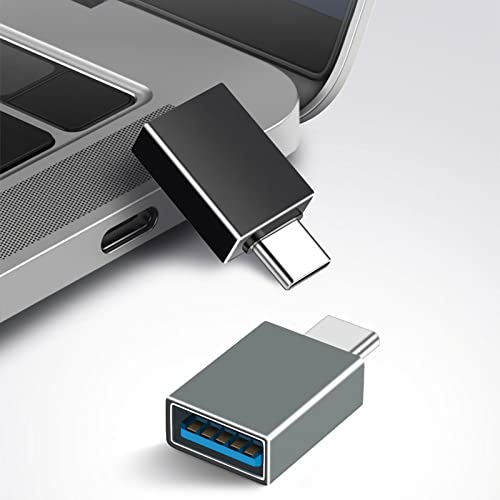 Henrety USB C to USB Adapter USB C Male to USB3.0 Female OTG Adapter Compatible with MacBook Air 2020/MacBook 12 inch/iPad Pro 2020 and More, Black and Dark Green(Pack of 2)
