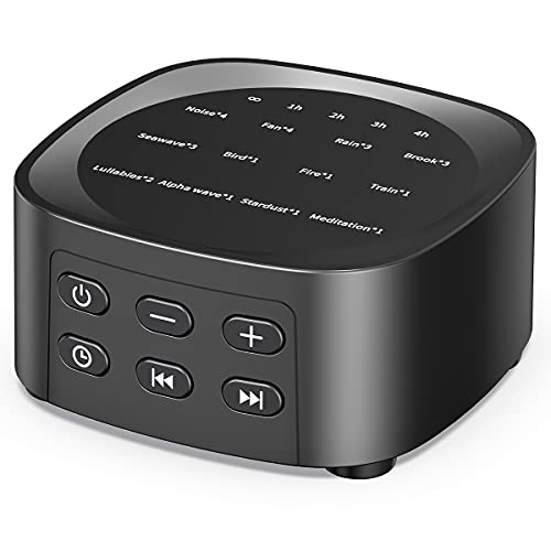 Sleepbox Sleep White Noise Sound Machines with 25 Soothing Sounds 36 Volume Levels 5 Timers Visible Sound Catalog Portable Size Memory Function for Home Office and Travel