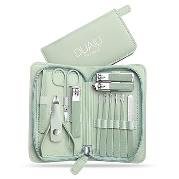 Set Manicure DUAIU 12 Pezzi Tagliaunghie Professionale Kit Manicure Set Manicure in Acciaio Inox Manicure Set Donne e Uomini Kit per La Cura Delle Unghie con Borsa da Viaggio