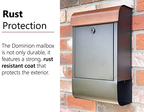 Nach Dominion Modern Lockable Mailbox With Built-In Newspaper Holder, Wall Mount Mailboxes For Outside With Max Rust Protection, Black And Brown, 16X10X4.5 In, Mb-8000Lk #TOP5